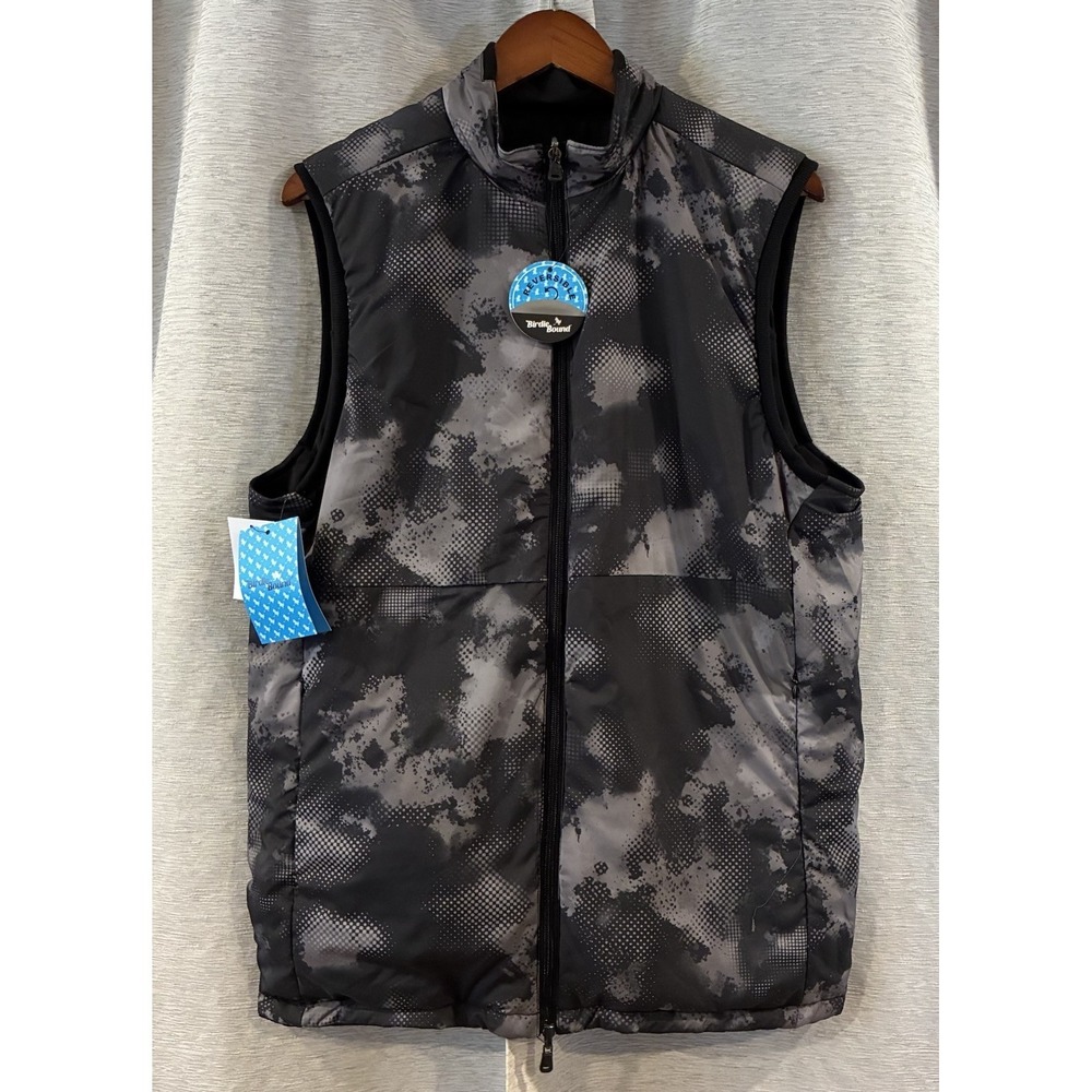 Birdie Bound Reversible Golf Vest Men Lightweight Size Large Black & Camo NWT